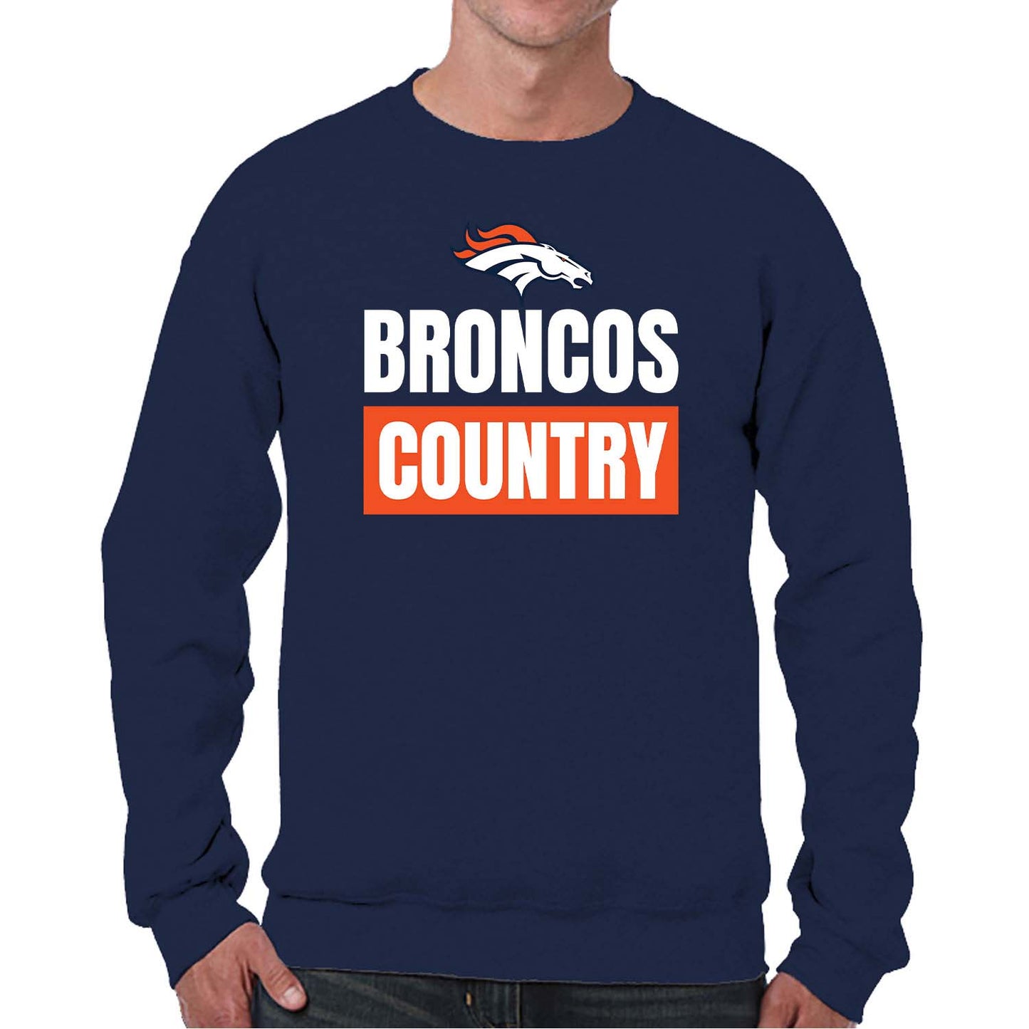 Denver Broncos NFL Adult Slogan Crewneck Sweatshirt - Navy