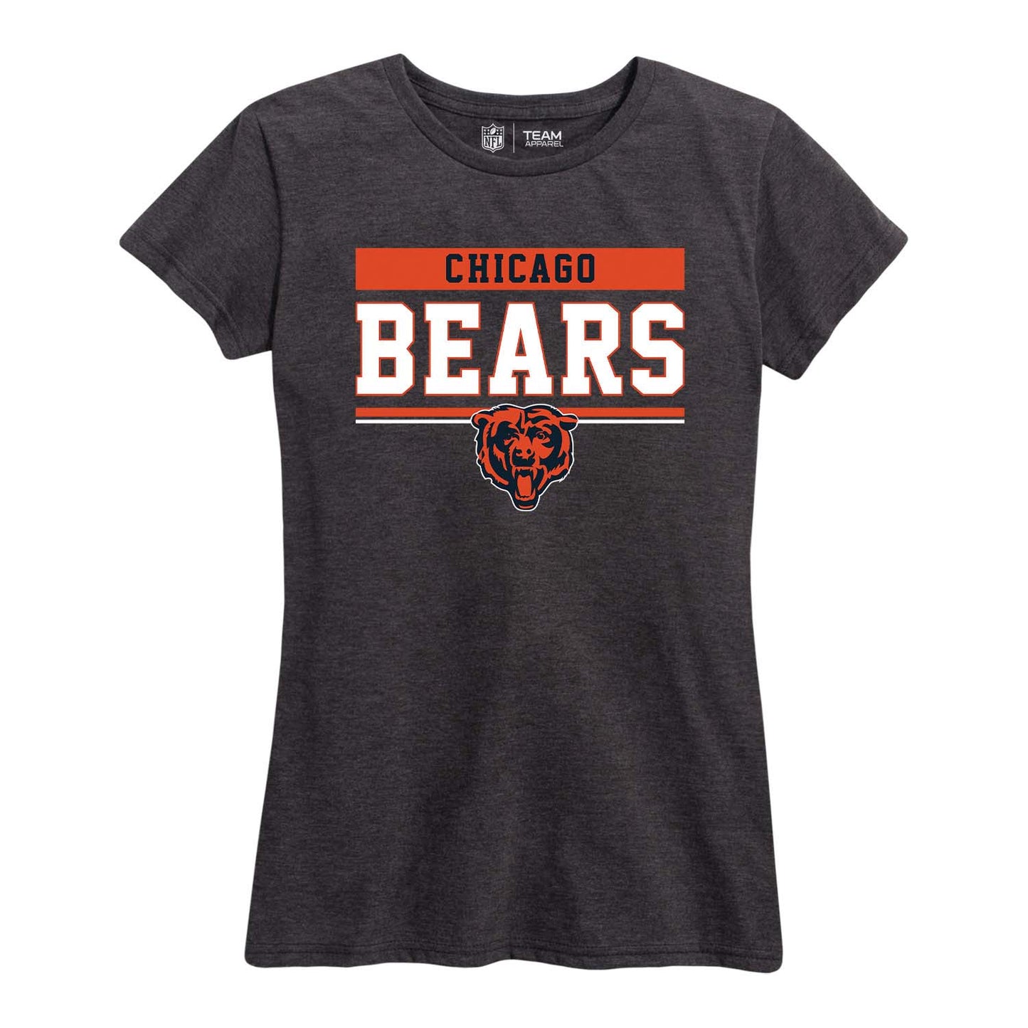 Chicago Bears NFL Women's Team Block Plus Sized Relaxed Fit T-Shirt - Charcoal