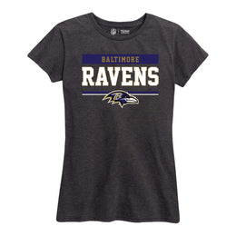 Baltimore Ravens NFL Women's Team Block Plus Sized Relaxed Fit T-Shirt - Charcoal