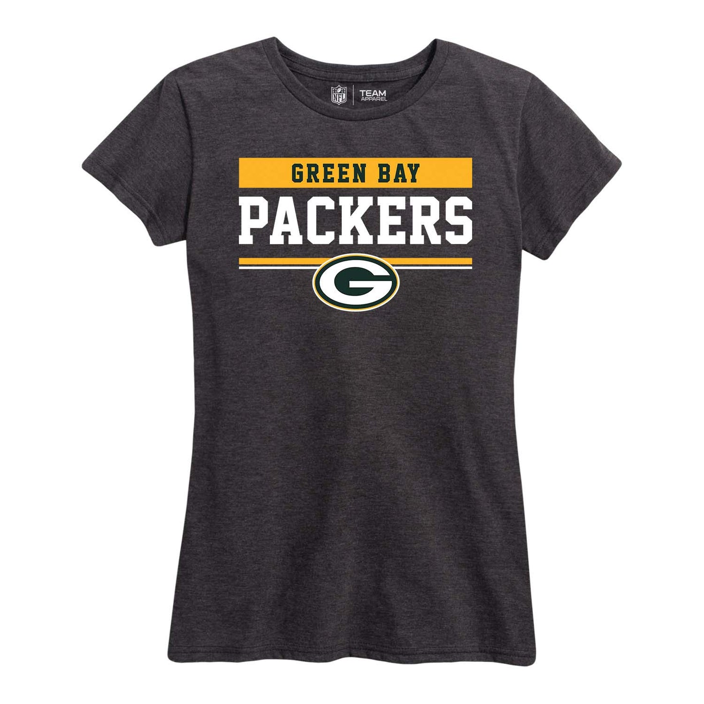 Green Bay Packers NFL Women's Team Block Plus Sized Relaxed Fit T-Shirt - Charcoal