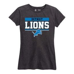 Detroit Lions NFL Women's Team Block Plus Sized Relaxed Fit T-Shirt - Charcoal