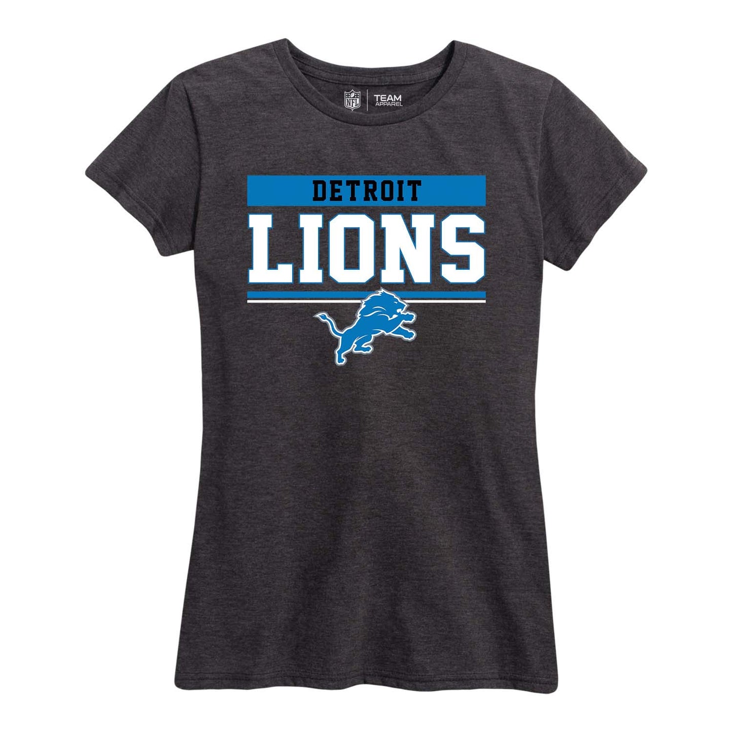 Detroit Lions NFL Women's Team Block Plus Sized Relaxed Fit T-Shirt - Charcoal