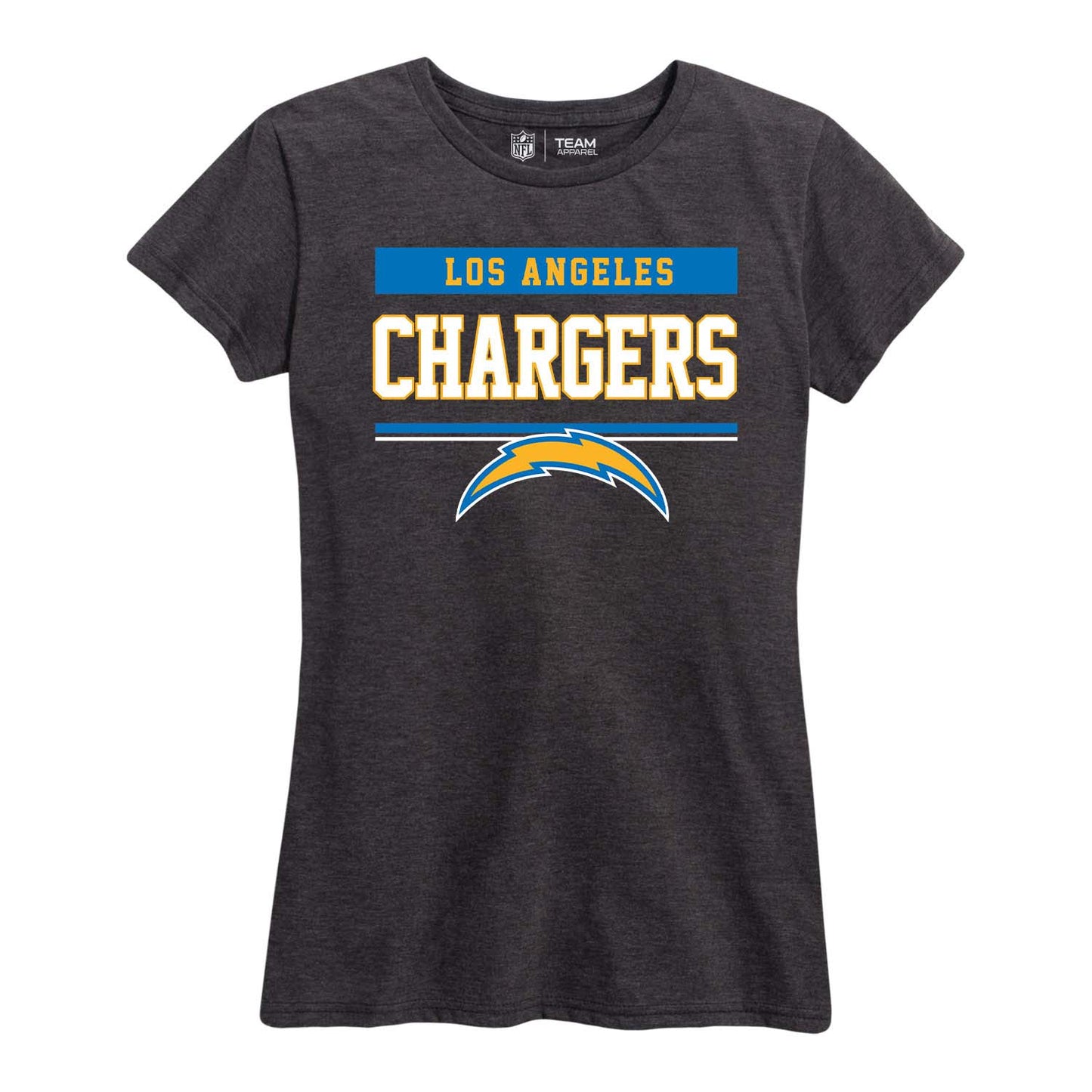 Los Angeles Chargers NFL Women's Team Block Plus Sized Relaxed Fit T-Shirt - Charcoal