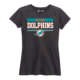 Miami Dolphins NFL Women's Team Block Plus Sized Relaxed Fit T-Shirt - Charcoal