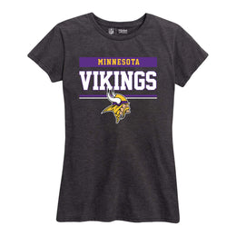 Minnesota Vikings NFL Women's Team Block Plus Sized Relaxed Fit T-Shirt - Charcoal