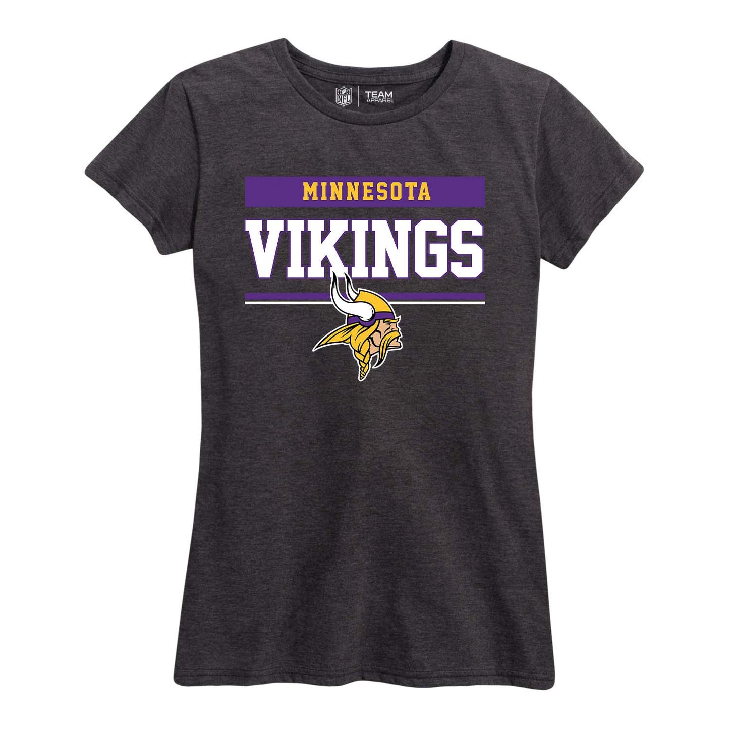 Minnesota Vikings NFL Women's Team Block Plus Sized Relaxed Fit T-Shirt - Charcoal