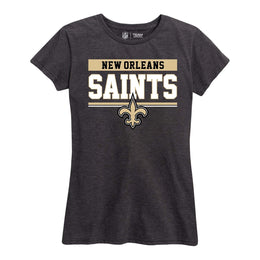 New Orleans Saints NFL Women's Team Block Plus Sized Relaxed Fit T-Shirt - Charcoal