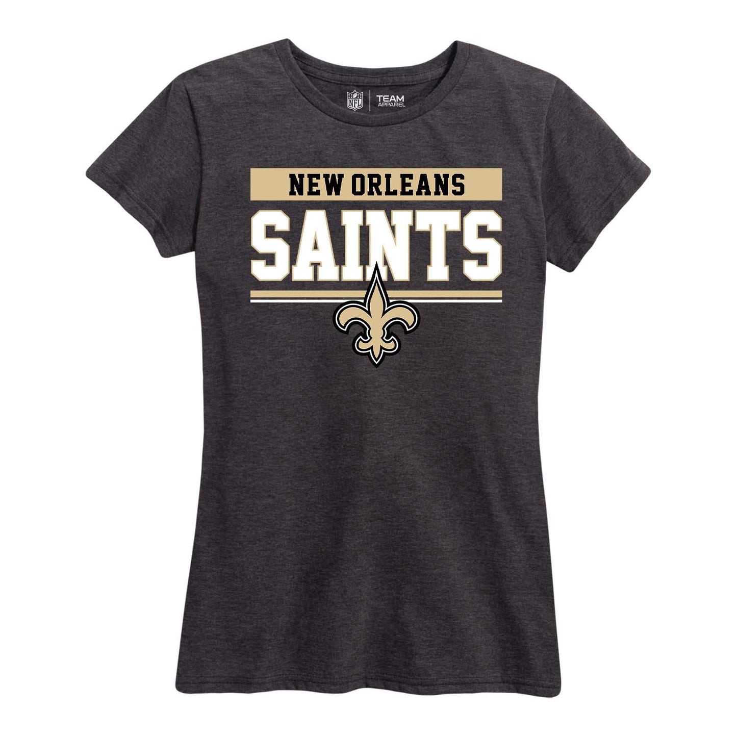 New Orleans Saints NFL Women's Team Block Plus Sized Relaxed Fit T-Shirt - Charcoal