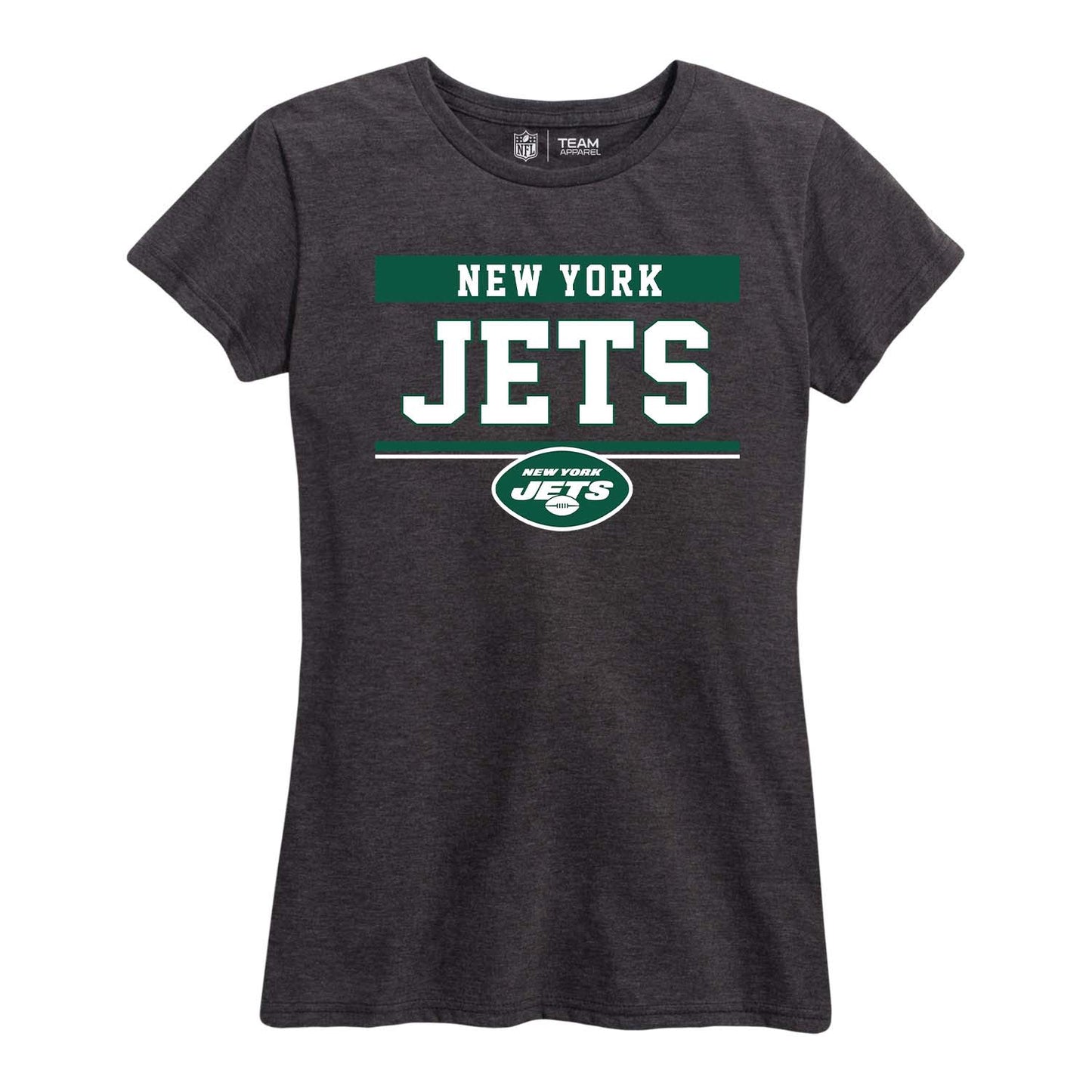 New York Jets NFL Women's Team Block Plus Sized Relaxed Fit T-Shirt - Charcoal