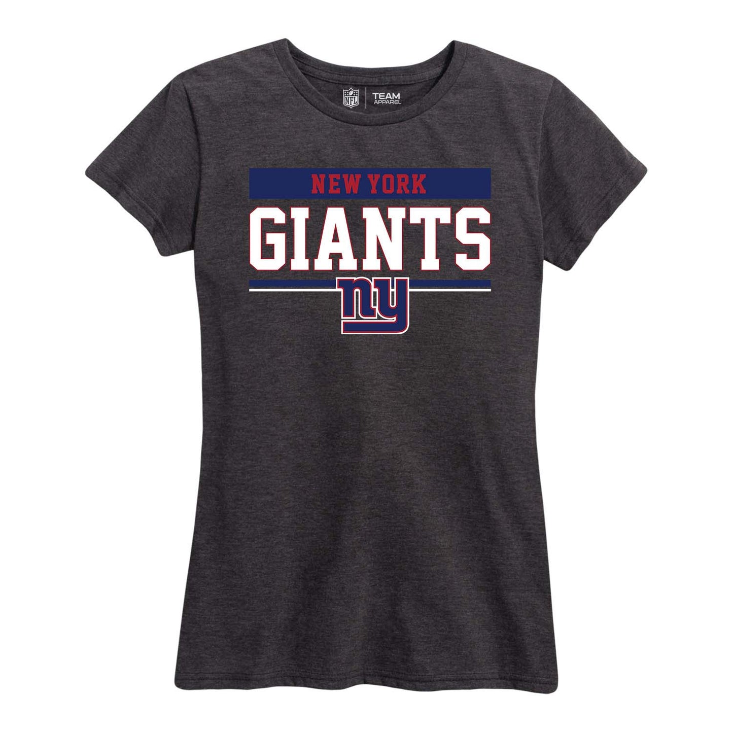 New York Giants NFL Women's Team Block Plus Sized Relaxed Fit T-Shirt - Charcoal