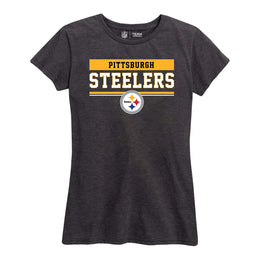 Pittsburgh Steelers NFL Women's Team Block Plus Sized Relaxed Fit T-Shirt - Charcoal
