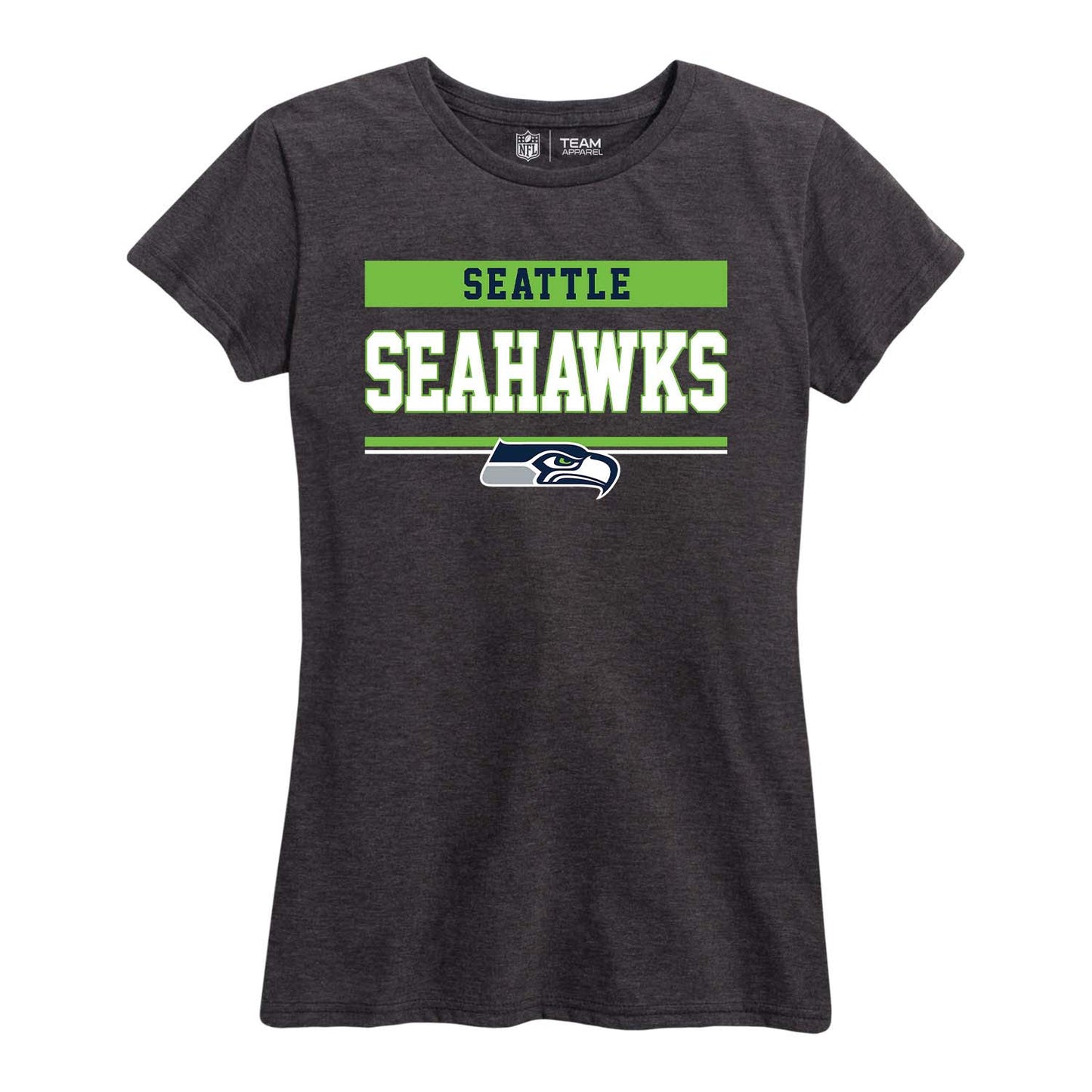 Seattle Seahawks NFL Women's Team Block Plus Sized Relaxed Fit T-Shirt - Charcoal