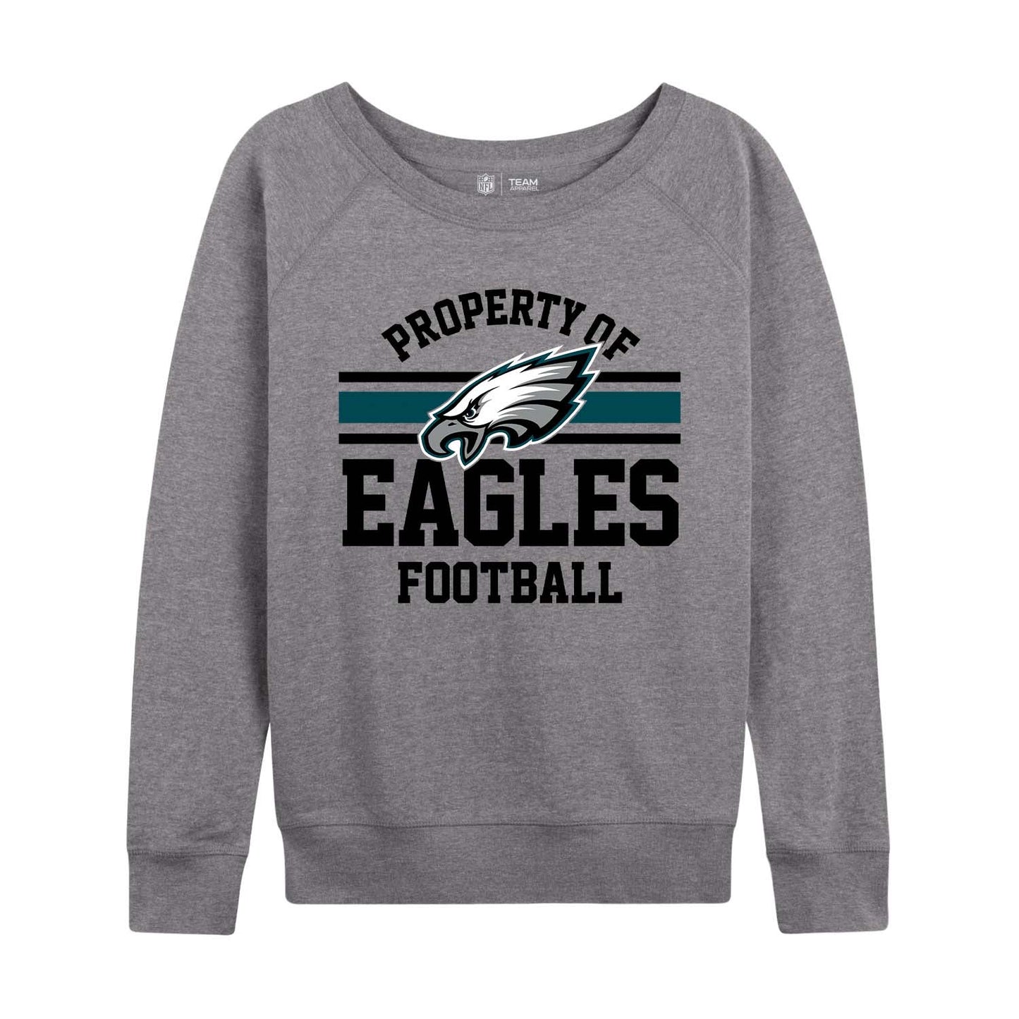 Philadelphia Eagles NFL Womens Property of Lighweight Crew Neck - Sport Gray