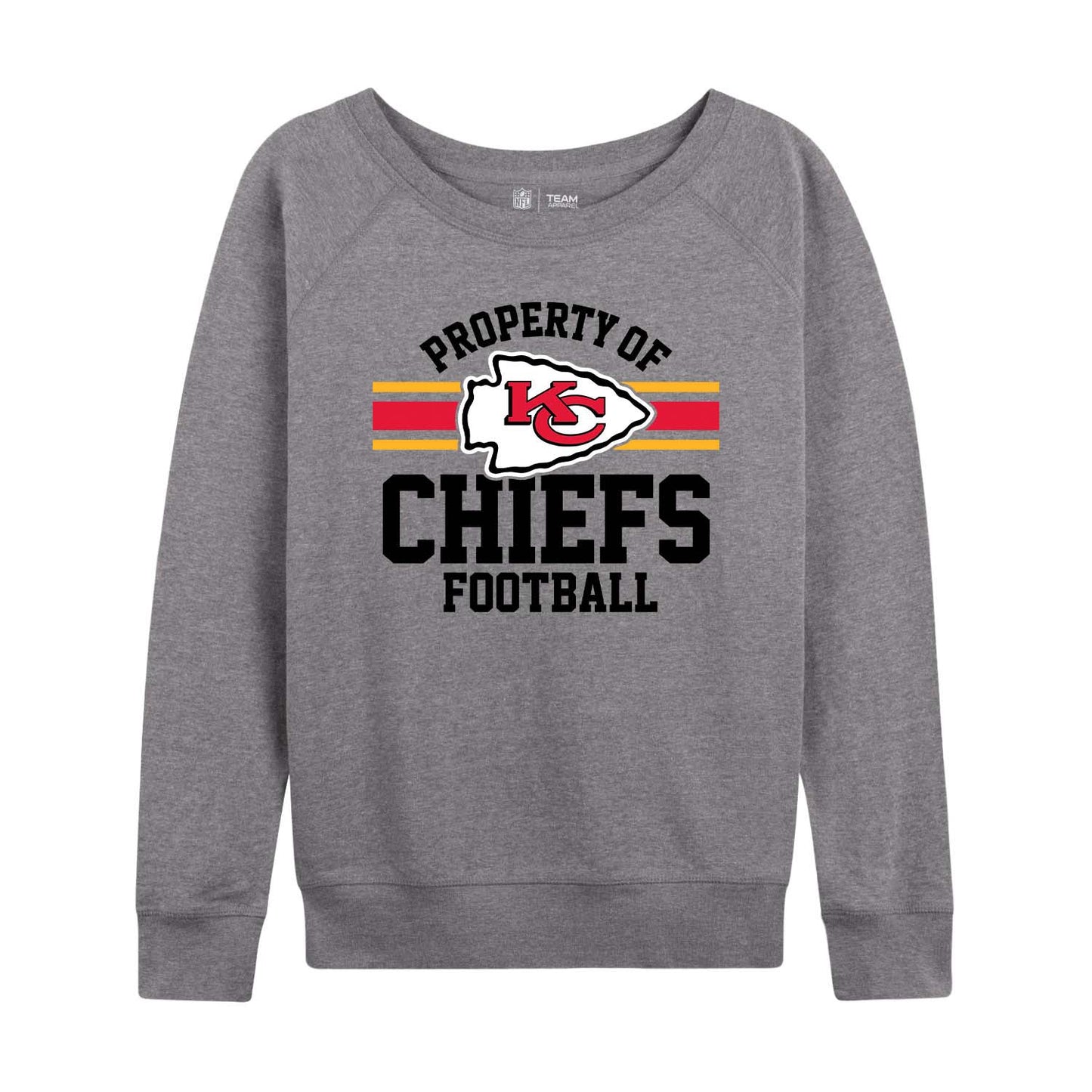 Kansas City Chiefs NFL Womens Property of Lighweight Crew Neck - Sport Gray
