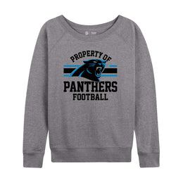 Carolina Panthers NFL Womens Property of Lighweight Crew Neck - Sport Gray