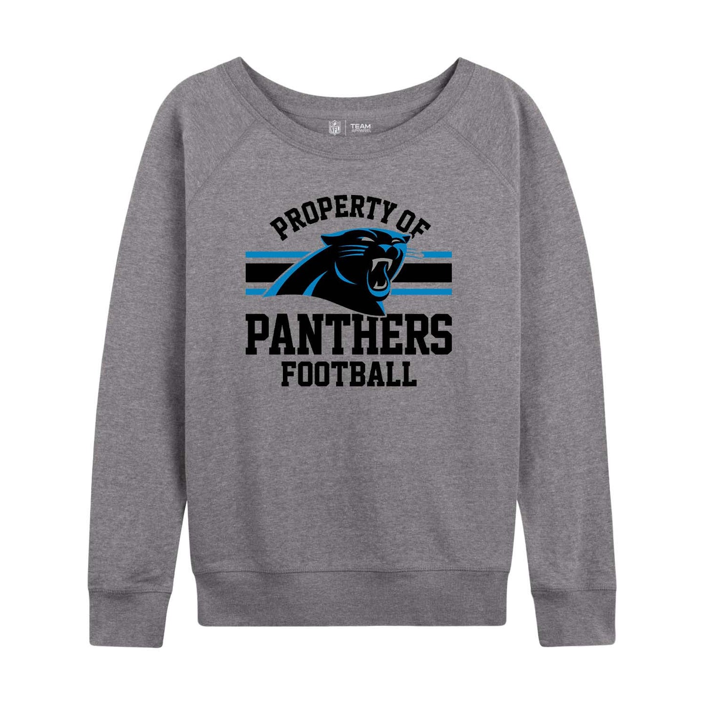 Carolina Panthers NFL Womens Property of Lighweight Crew Neck - Sport Gray