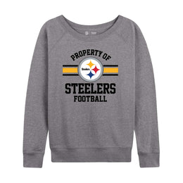 Pittsburgh Steelers NFL Womens Property of Lighweight Crew Neck - Sport Gray