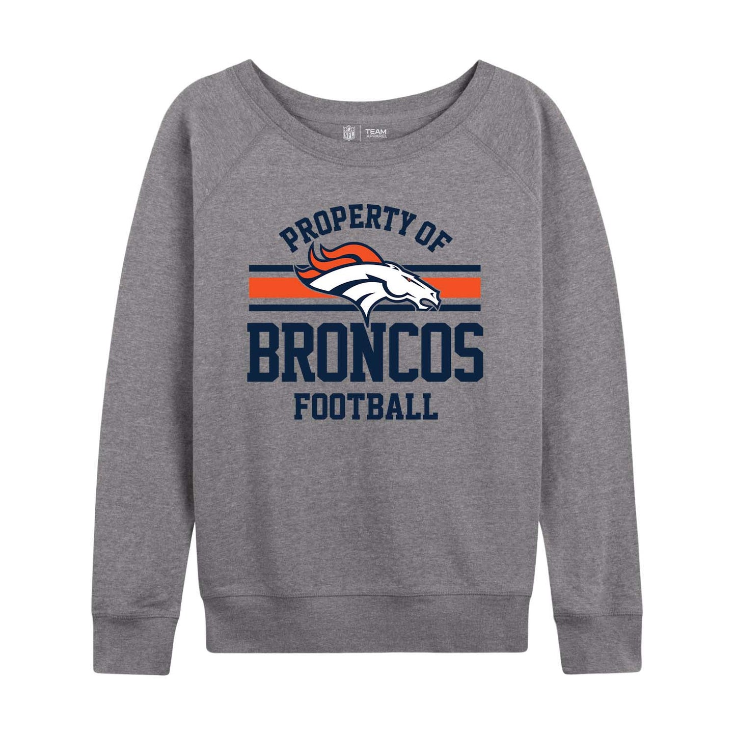 Denver Broncos NFL Womens Property of Lighweight Crew Neck - Sport Gray