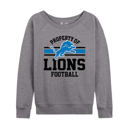 Detroit Lions NFL Womens Property of Lighweight Crew Neck - Sport Gray