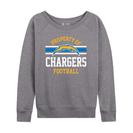 Los Angeles Chargers NFL Womens Property of Lighweight Crew Neck - Sport Gray