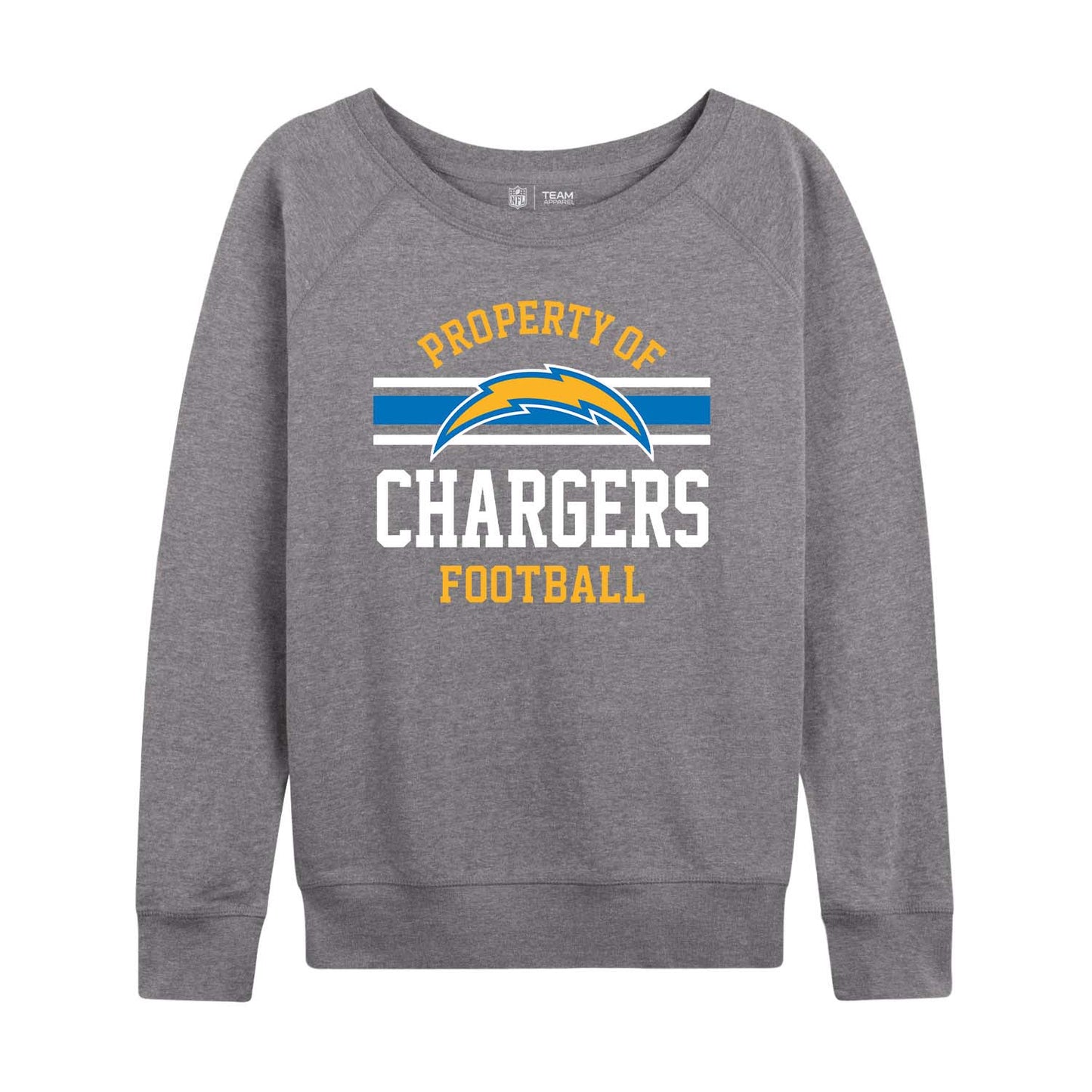 Los Angeles Chargers NFL Womens Property of Lighweight Crew Neck - Sport Gray