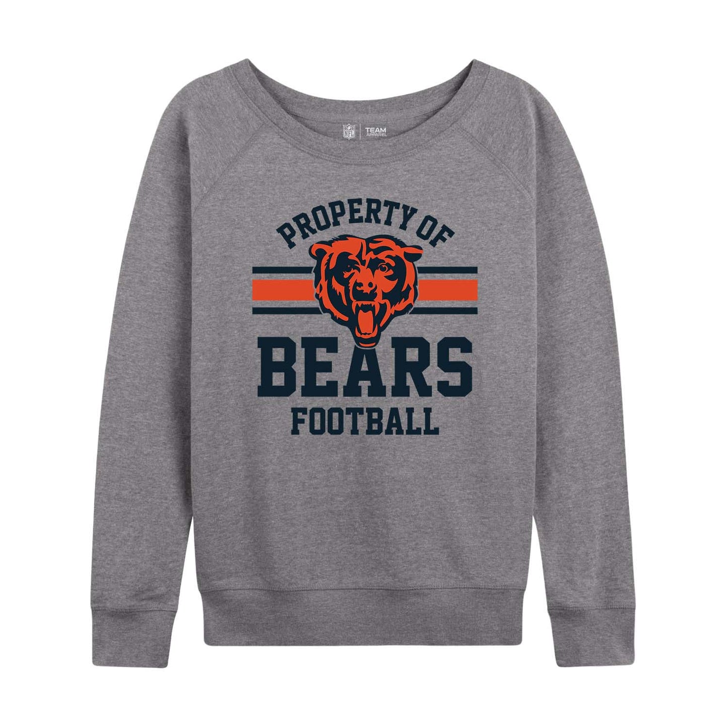 Chicago Bears NFL Womens Plus Size Property of Lightweight Crew Neck - Sport Gray