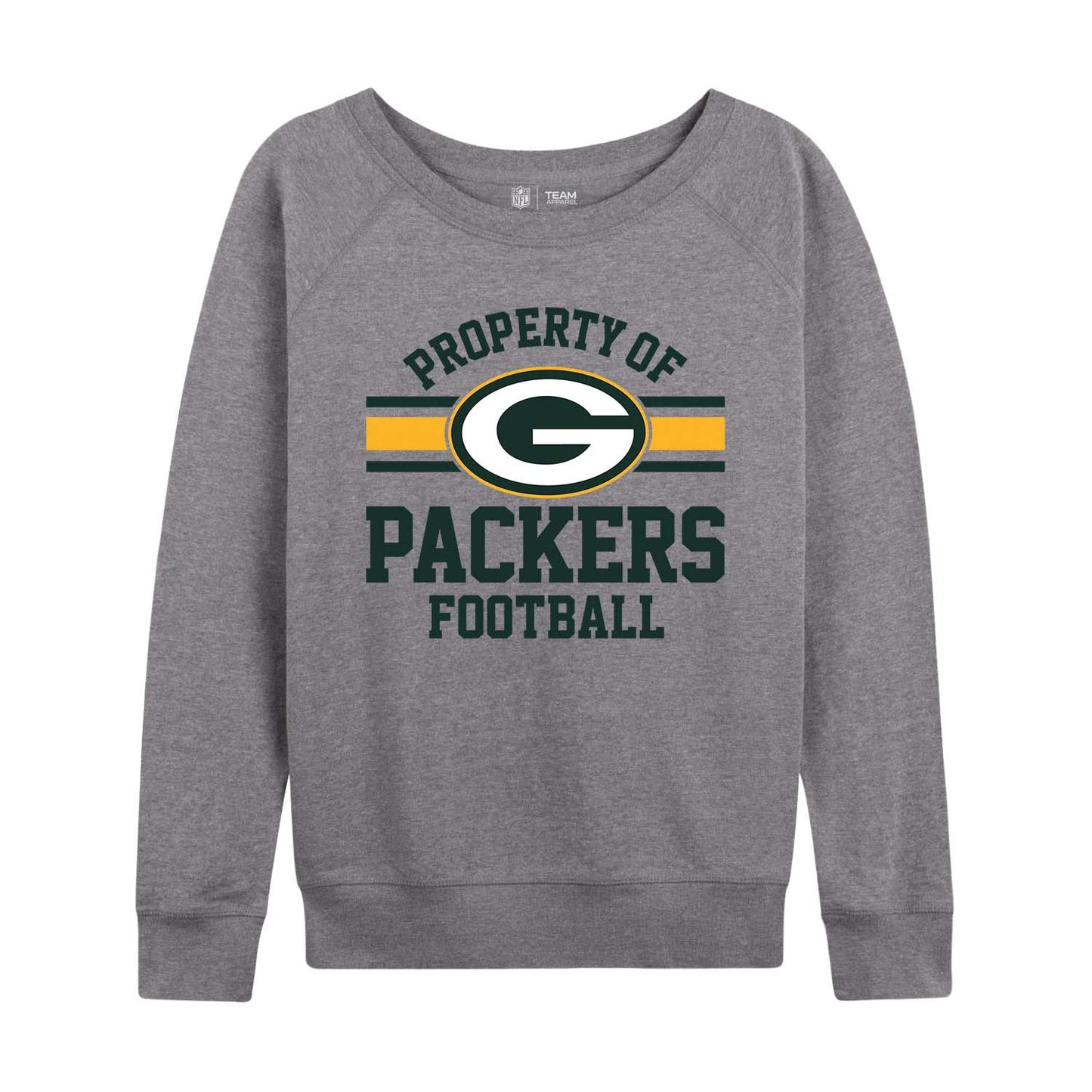 Green Bay Packers NFL Womens Plus Size Property of Lightweight Crew Neck - Sport Gray