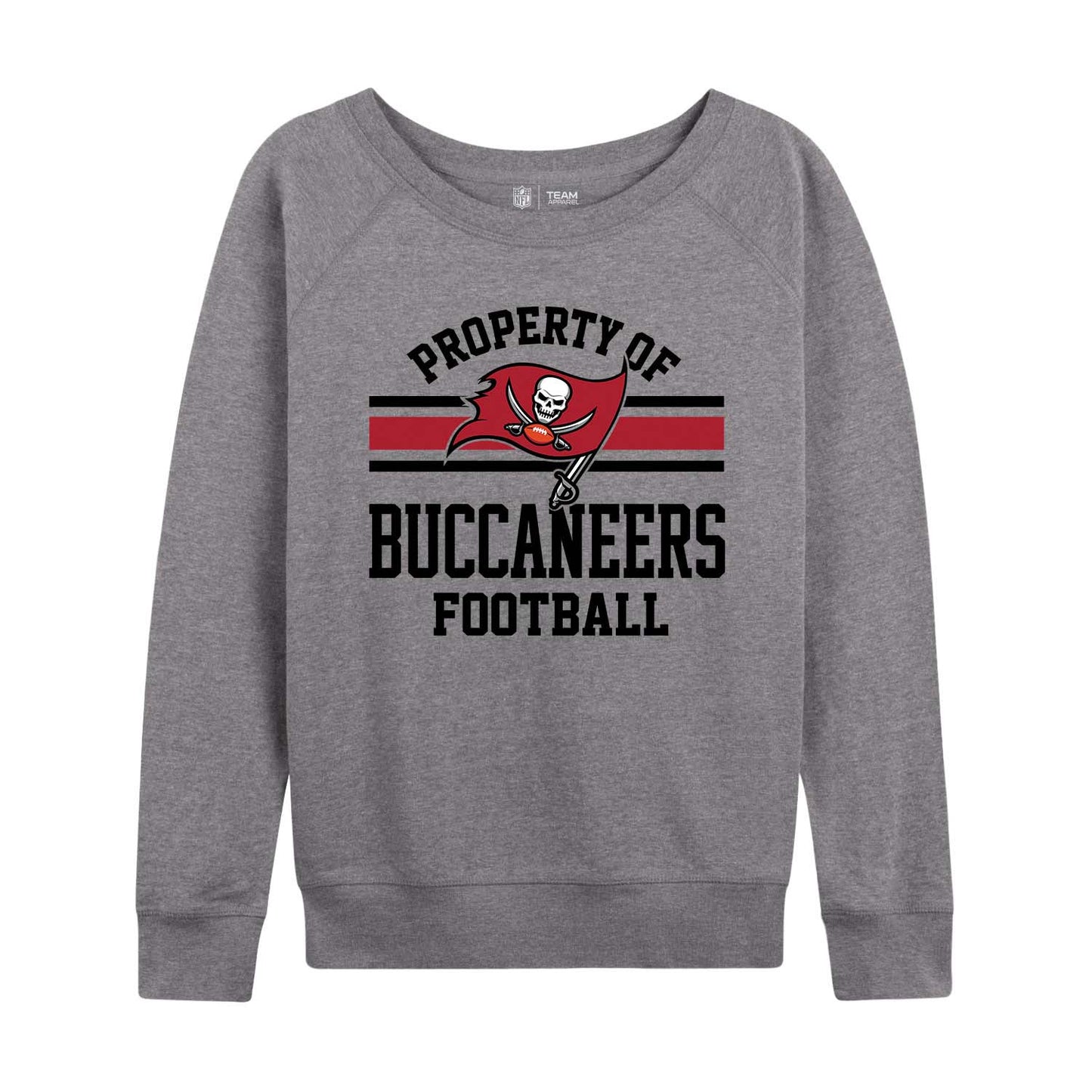 Tampa Bay Buccaneers NFL Womens Plus Size Property of Lightweight Crew Neck - Sport Gray