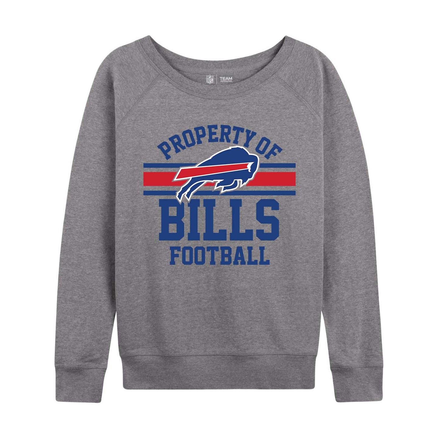 Buffalo Bills NFL Womens Plus Size Property of Lightweight Crew Neck - Sport Gray