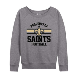New Orleans Saints NFL Womens Plus Size Property of Lightweight Crew Neck - Sport Gray