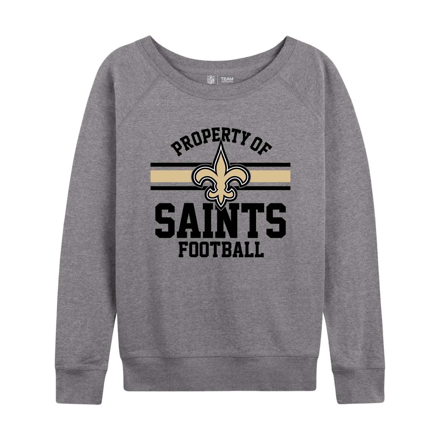 New Orleans Saints NFL Womens Plus Size Property of Lightweight Crew Neck - Sport Gray