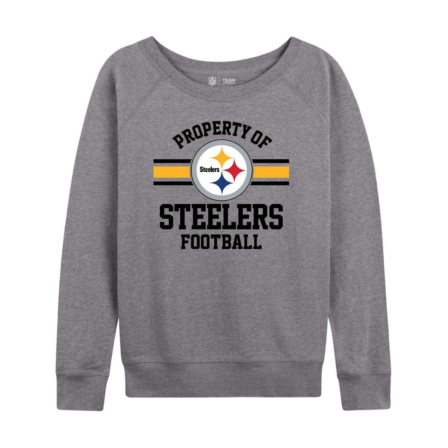 Pittsburgh Steelers NFL Womens Plus Size Property of Lightweight Crew Neck - Sport Gray