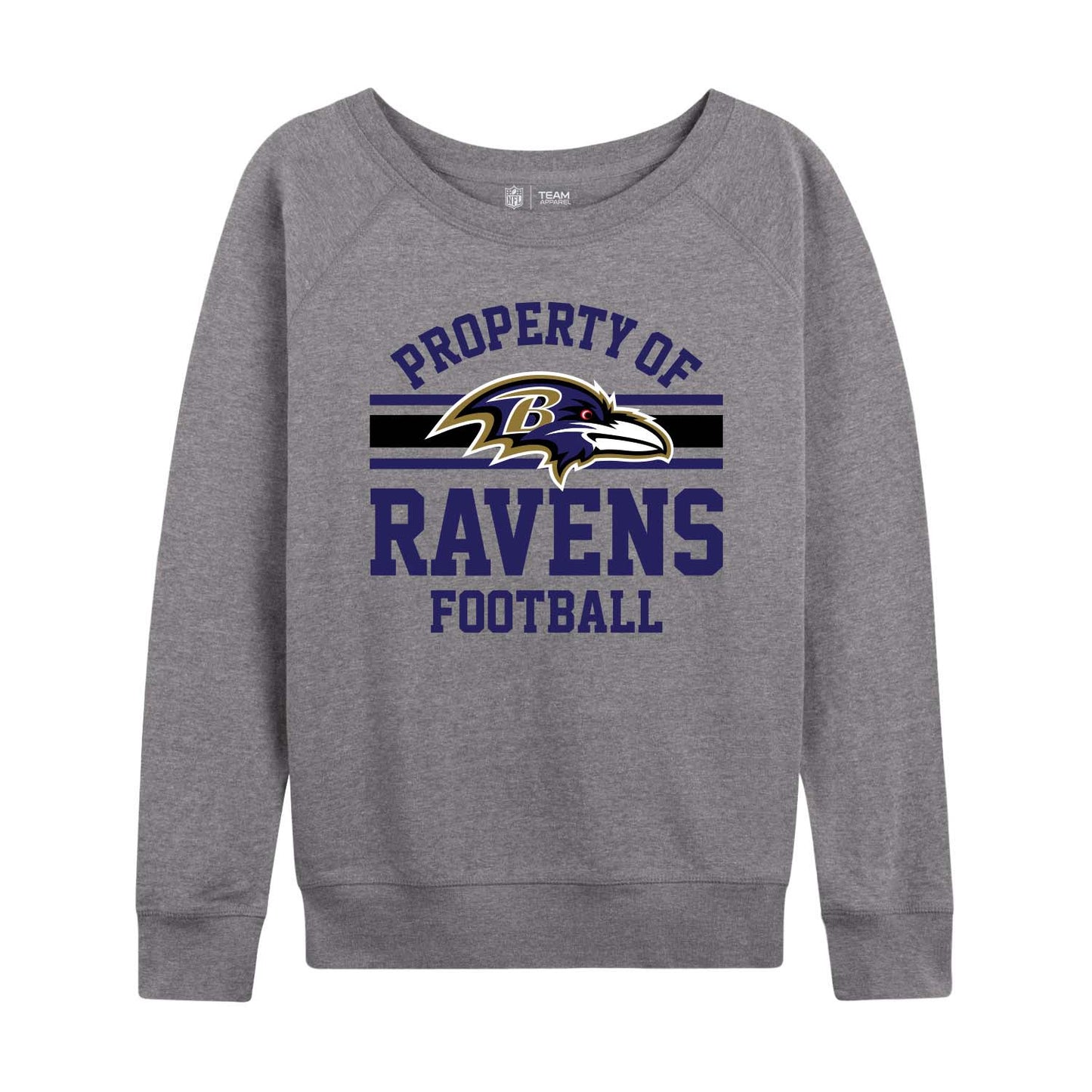Baltimore Ravens NFL Womens Plus Size Property of Lightweight Crew Neck - Sport Gray