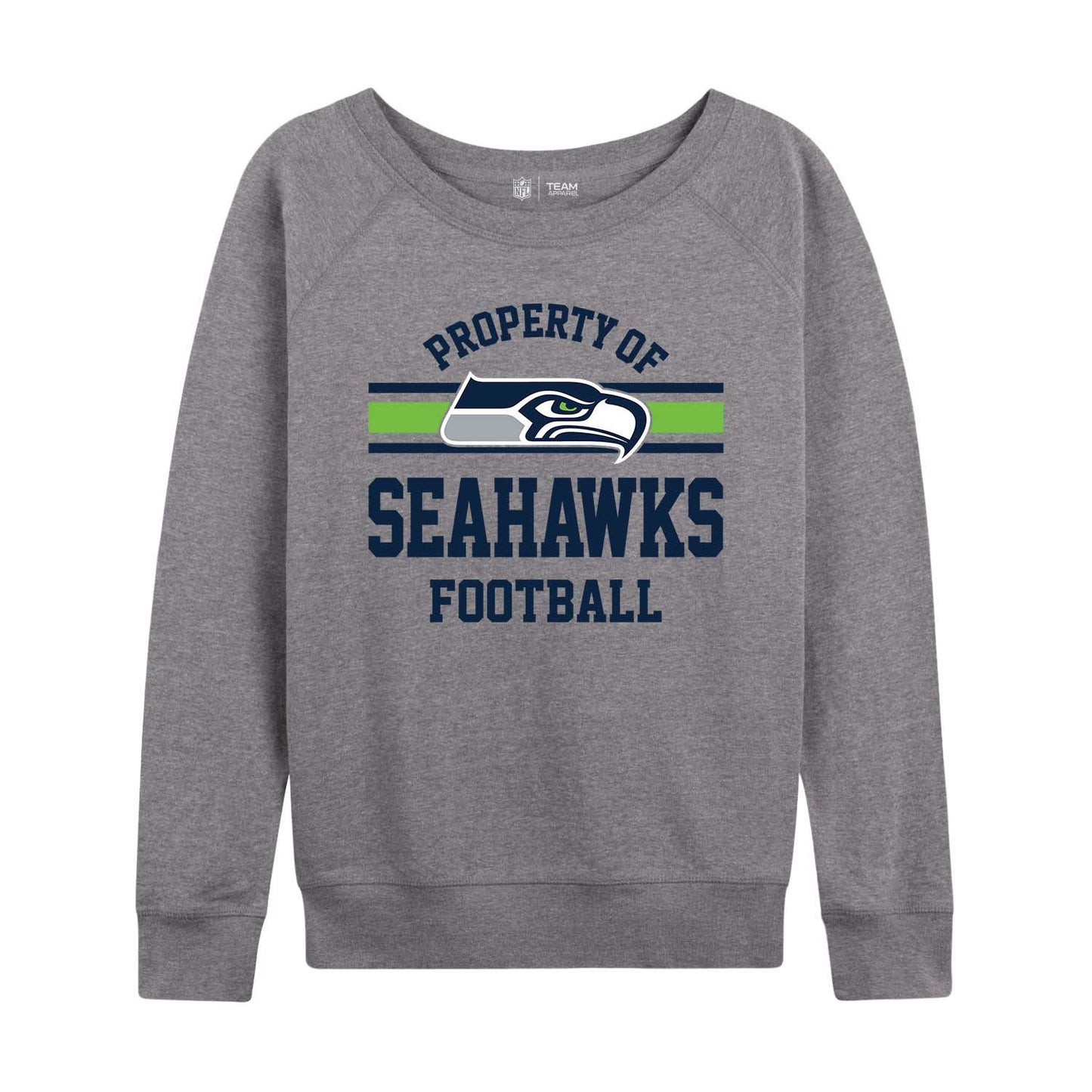 Seattle Seahawks NFL Womens Plus Size Property of Lightweight Crew Neck - Sport Gray