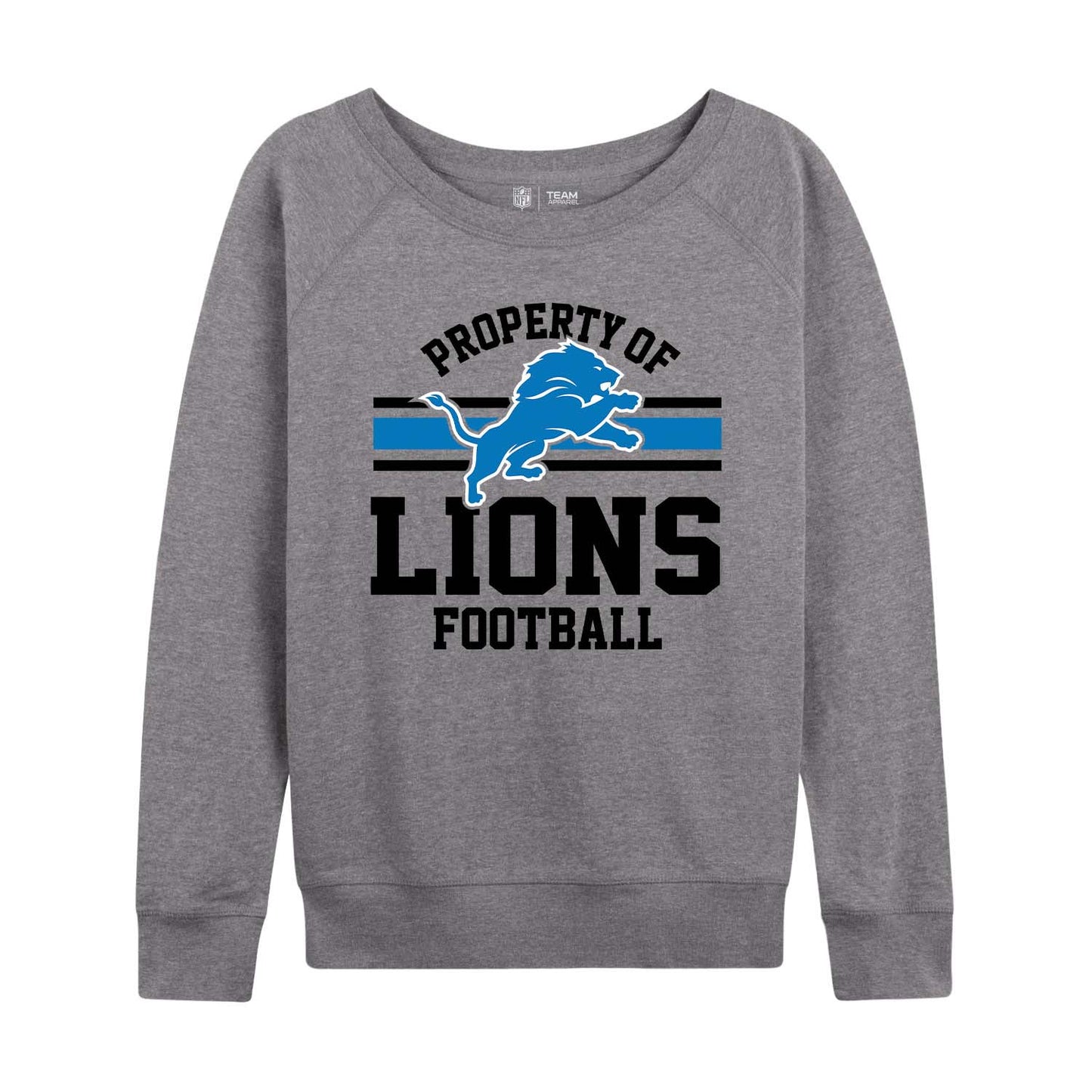 Detroit Lions NFL Womens Plus Size Property of Lightweight Crew Neck - Sport Gray