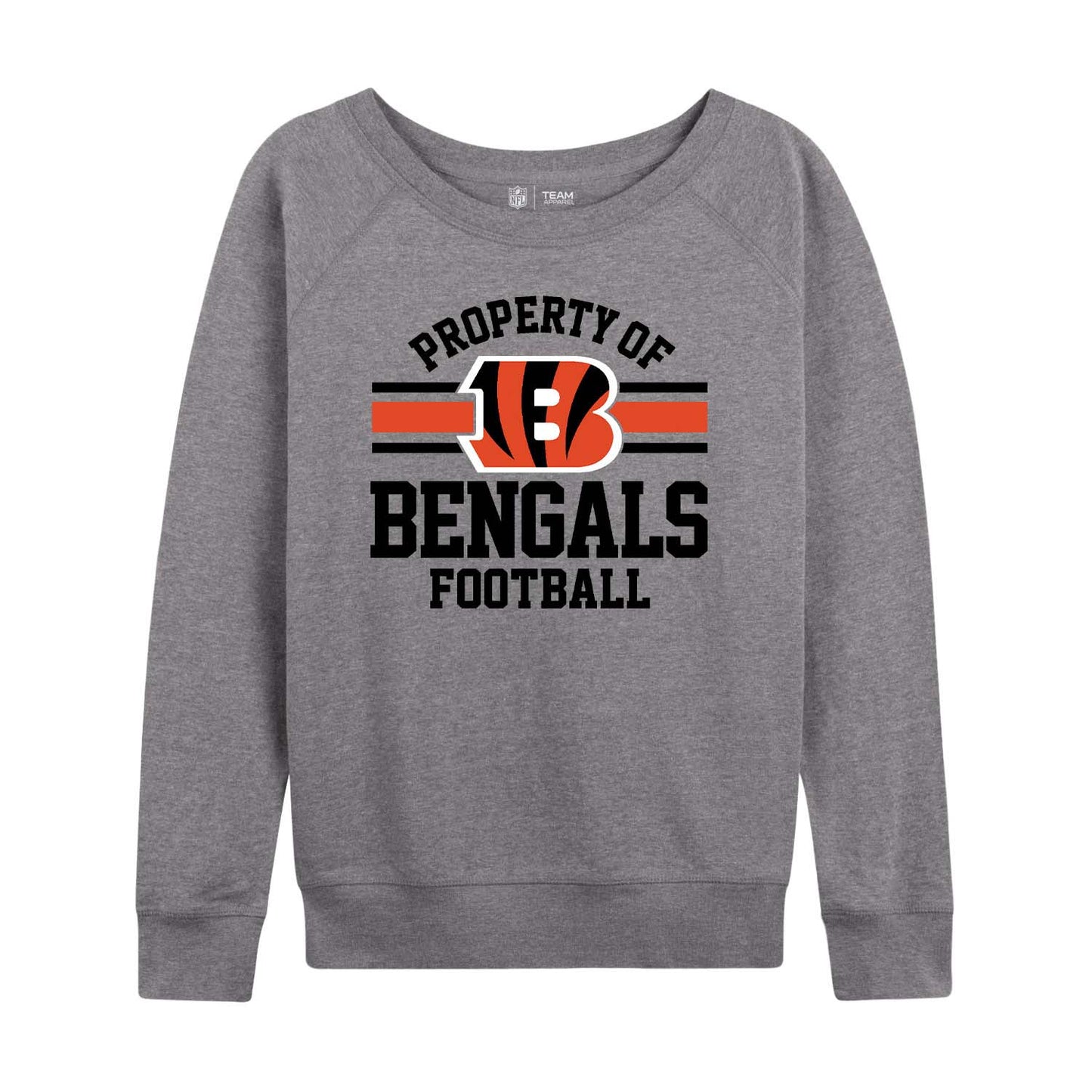 Cincinnati Bengals NFL Womens Plus Size Property of Lightweight Crew Neck - Sport Gray
