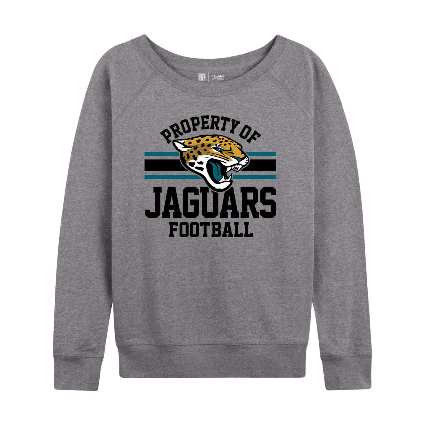 Jacksonville Jaguars NFL Womens Plus Size Property of Lightweight Crew Neck - Sport Gray