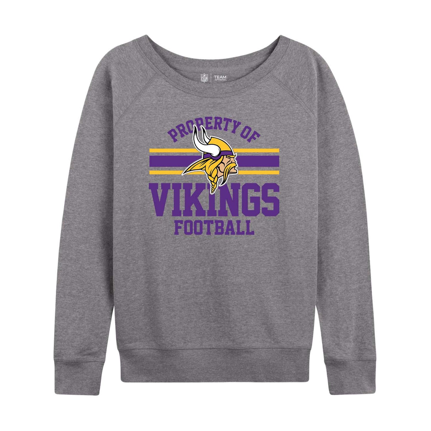 Minnesota Vikings NFL Womens Plus Size Property of Lightweight Crew Neck - Sport Gray