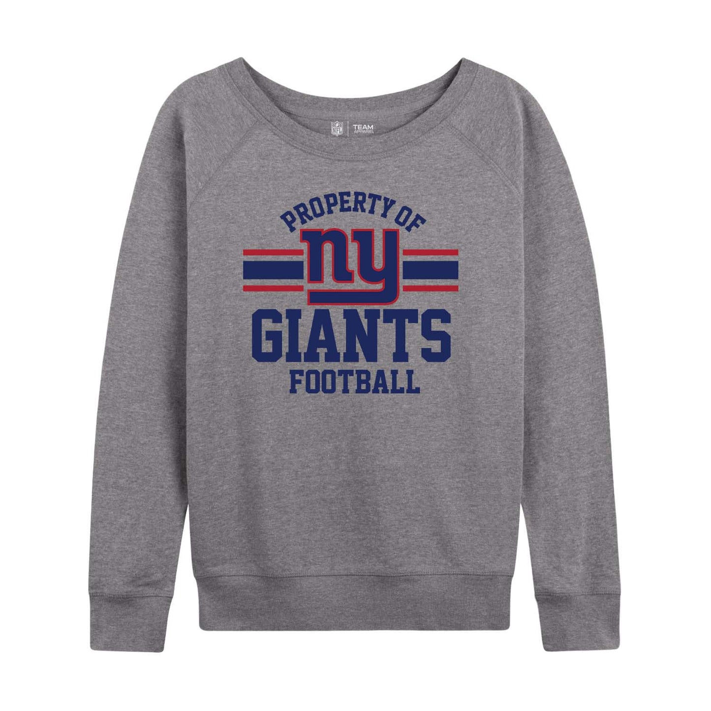 New York Giants NFL Womens Plus Size Property of Lightweight Crew Neck - Sport Gray