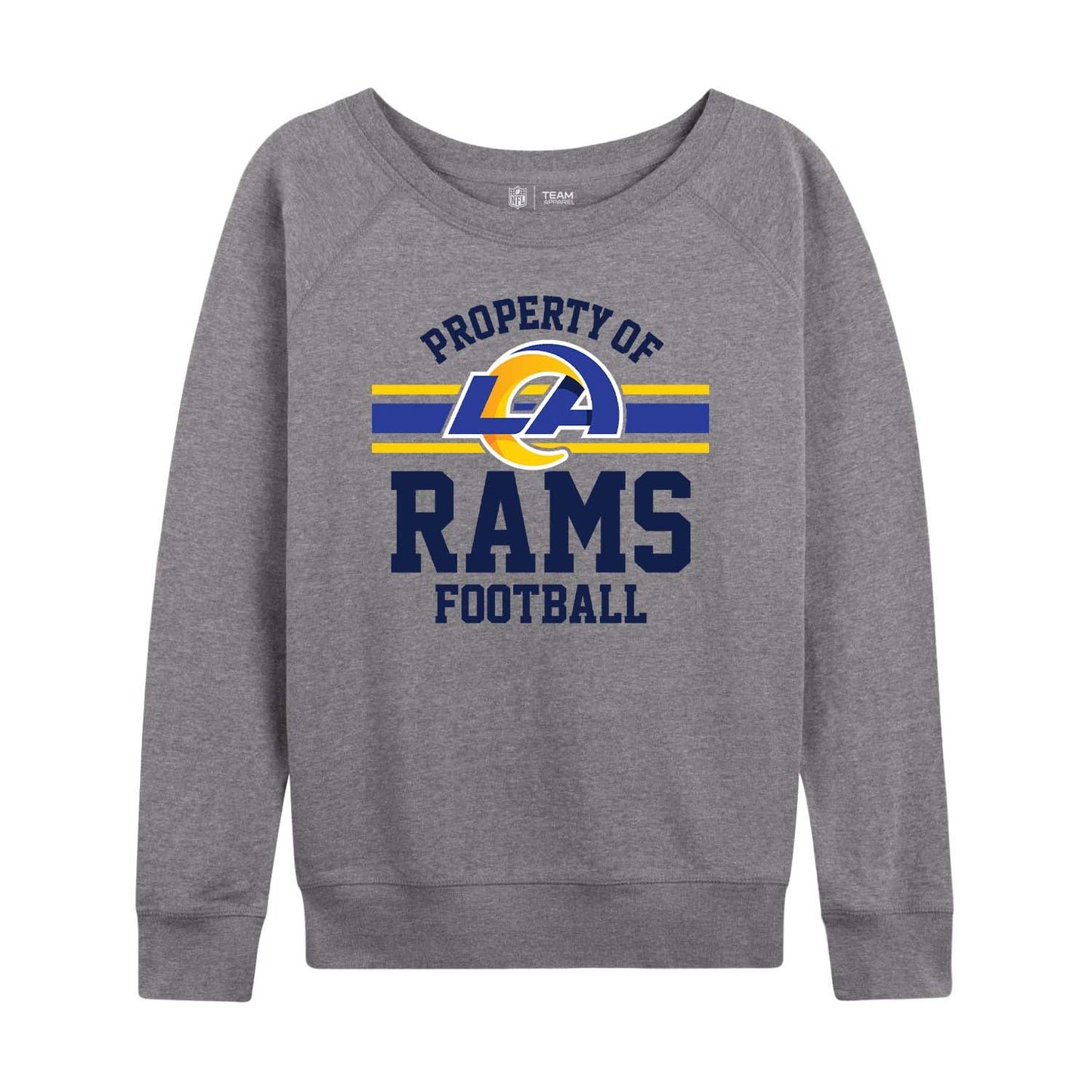 Los Angeles Rams NFL Womens Plus Size Property of Lightweight Crew Neck - Sport Gray