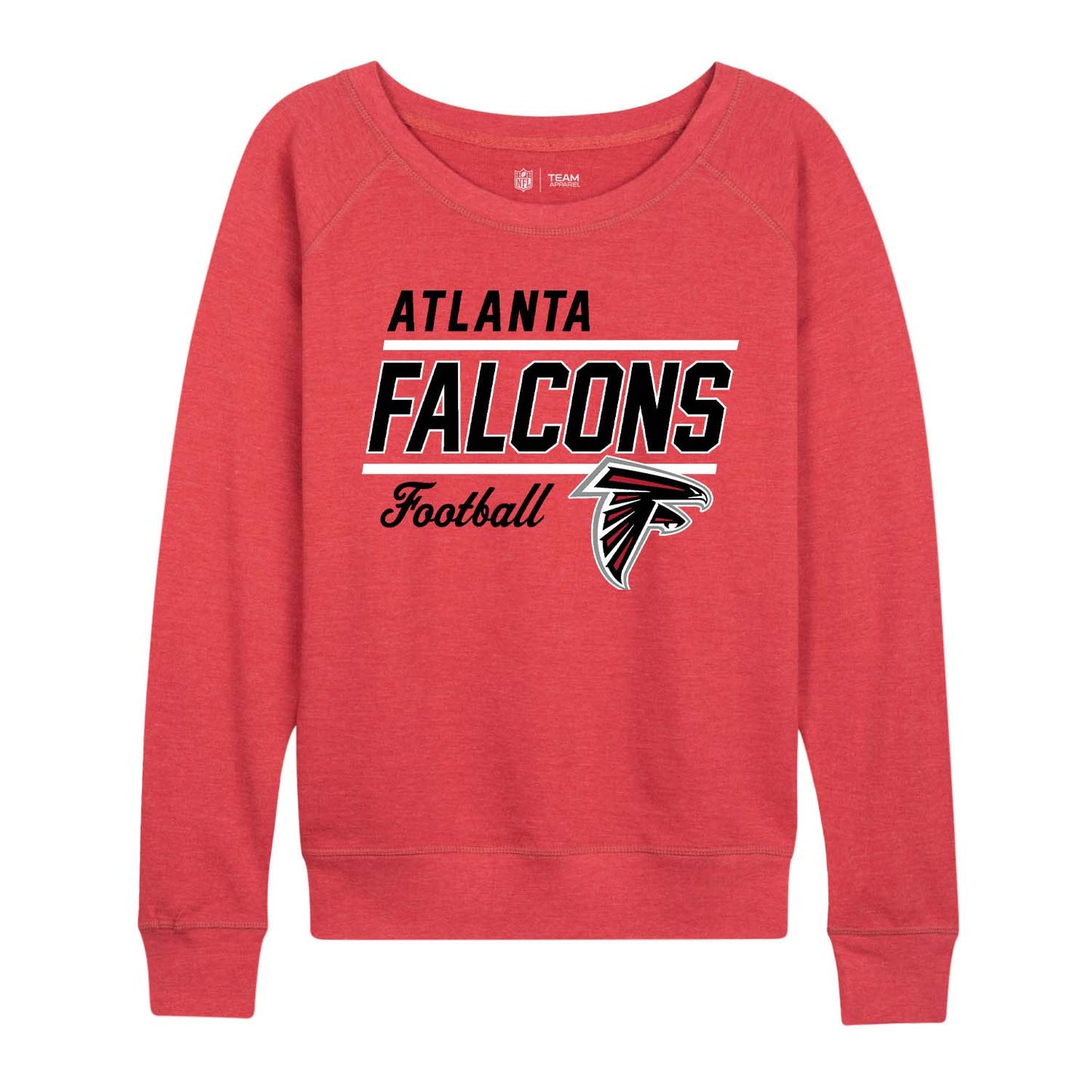 Atlanta Falcons NFL Womens Gameday French Terry Slouchy Top- Raglan Sleeves - Red