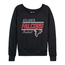 Atlanta Falcons NFL Womens Gameday French Terry Slouchy Top- Raglan Sleeves - Black