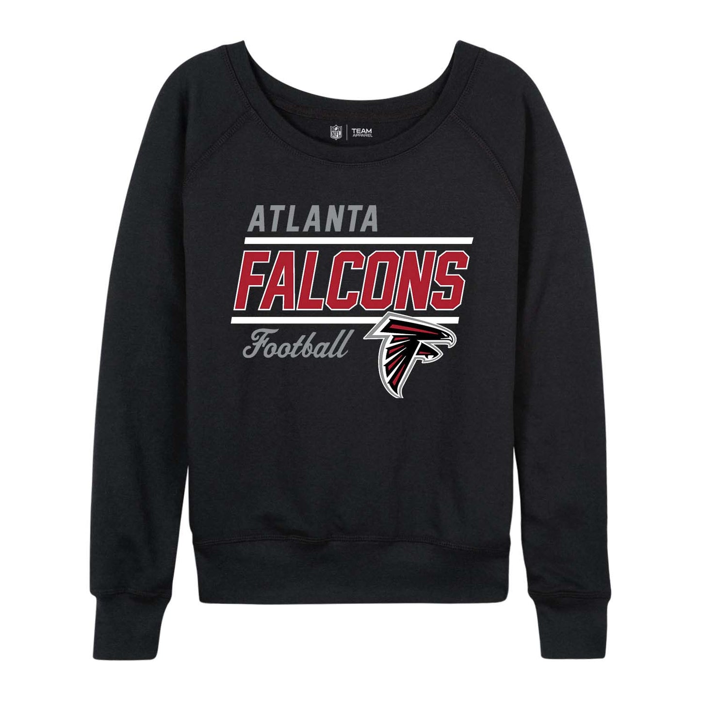 Atlanta Falcons NFL Womens Gameday French Terry Slouchy Top- Raglan Sleeves - Black