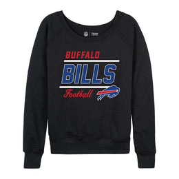 Buffalo Bills NFL Womens Gameday French Terry Slouchy Top- Raglan Sleeves - Black
