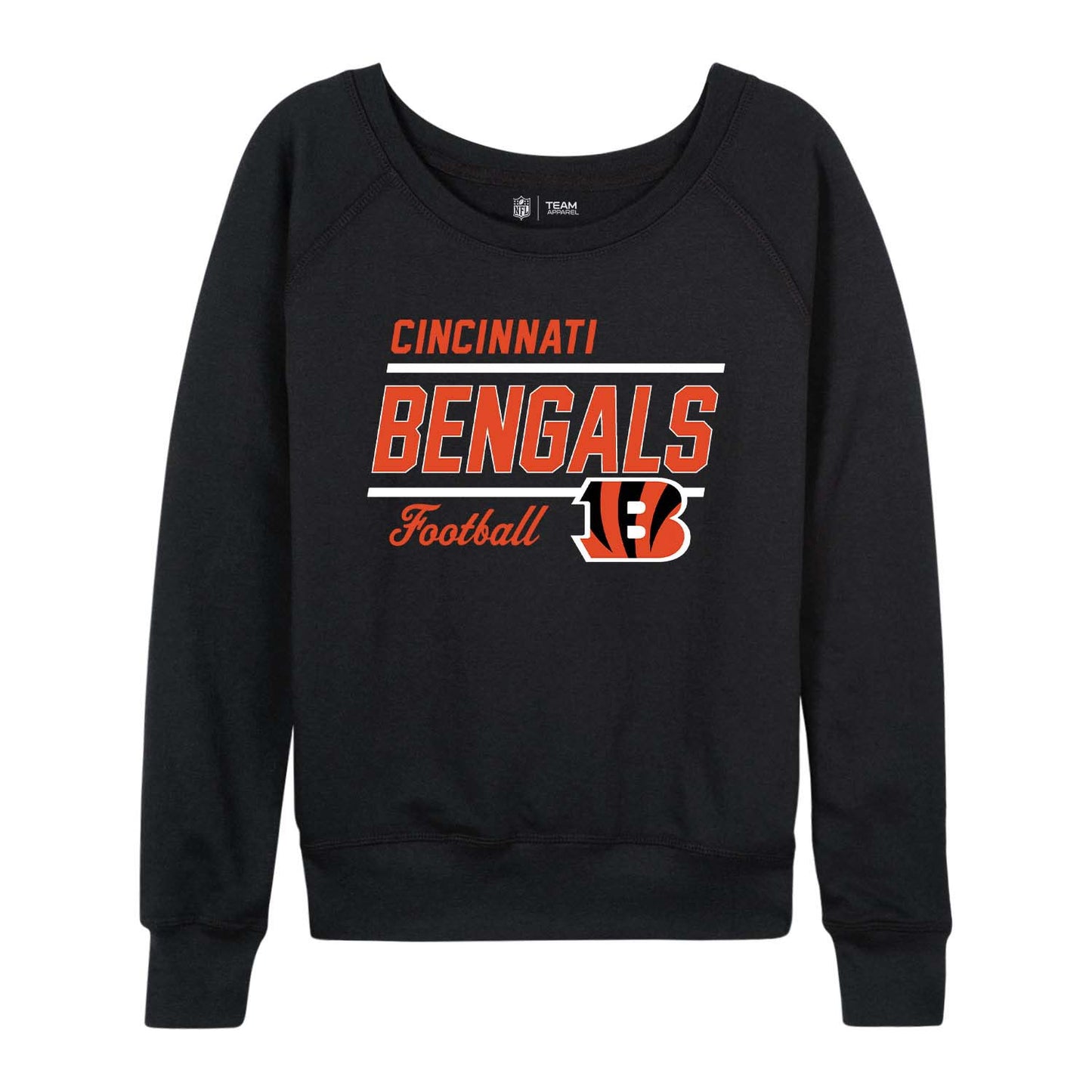 Cincinnati Bengals NFL Womens Gameday French Terry Slouchy Top- Raglan Sleeves - Black