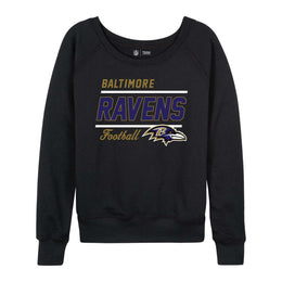 Baltimore Ravens NFL Womens Gameday French Terry Slouchy Top- Raglan Sleeves - Black