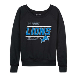 Detroit Lions NFL Womens Gameday French Terry Slouchy Top- Raglan Sleeves - Black