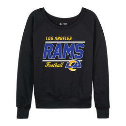 Los Angeles Rams NFL Womens Gameday French Terry Slouchy Top- Raglan Sleeves - Black