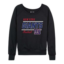 New York Giants NFL Womens Gameday French Terry Slouchy Top- Raglan Sleeves - Black
