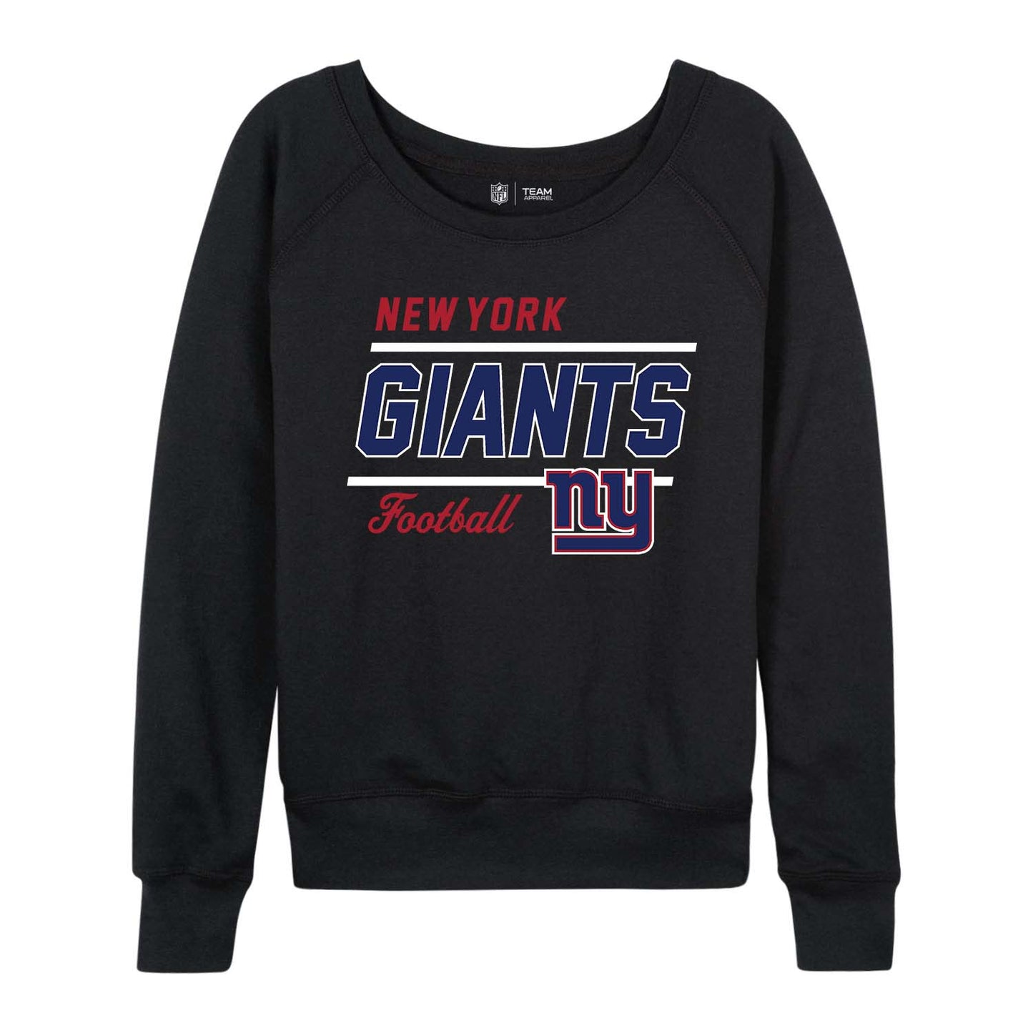 New York Giants NFL Womens Gameday French Terry Slouchy Top- Raglan Sleeves - Black